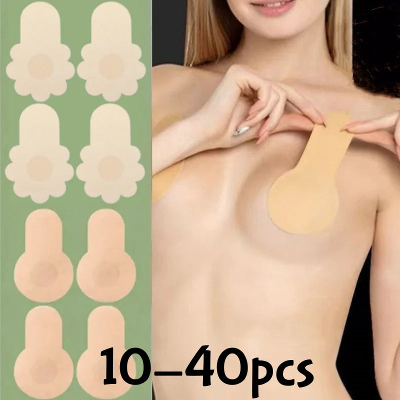 10-40pcs Invisible Nipple Stickers Non-Woven Fabric Lift Breast Pads Chest Bra Boob Patches Disposable Nipple Covers for Women