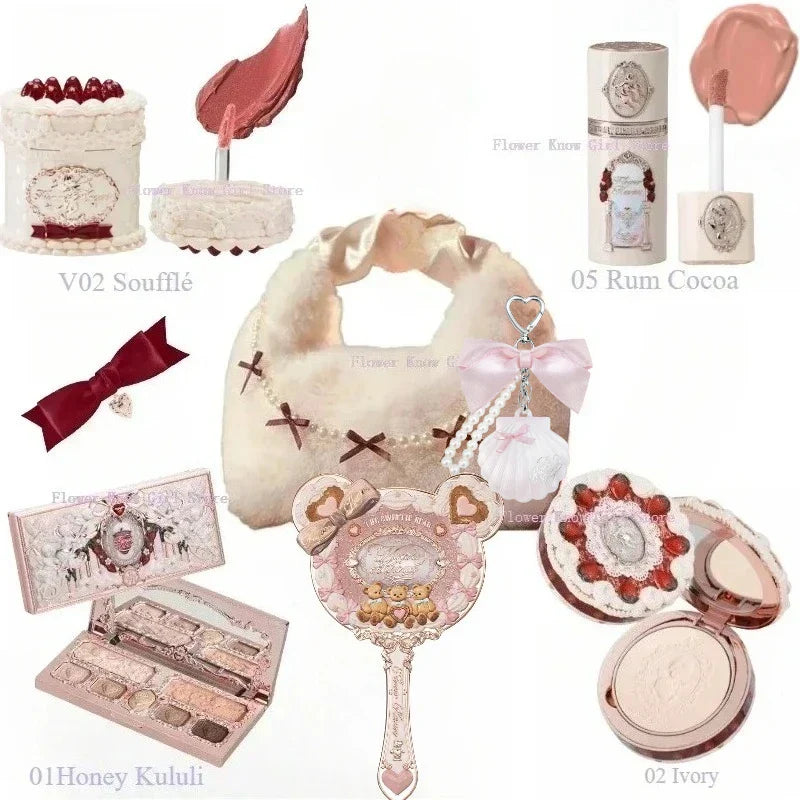 Flower Know Strawberry Cupid Makeup Gif Box Eyeshadow Liquid Cheeks Red Lips Clay Powder 9pcs/ set