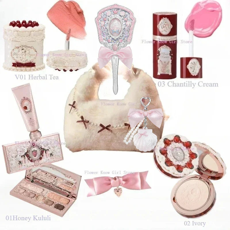 Flower Know Strawberry Cupid Makeup Gif Box Eyeshadow Liquid Cheeks Red Lips Clay Powder 9pcs/ set