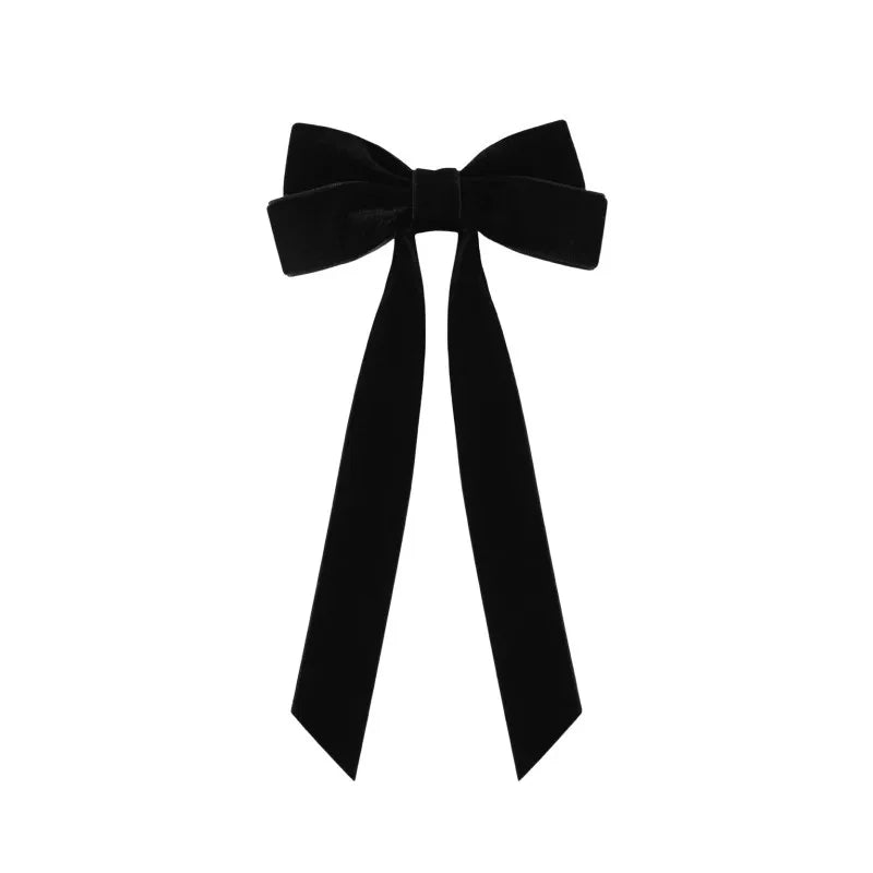 2025 Korea Elegant Long Ribbon Velvet Bow Hairpins Women Girls Hair Clips Pin Barrettes Accessories Hairclip Headdress Headwear