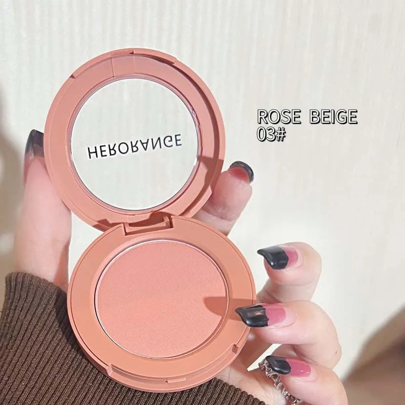 HERORANGE Monokrom Serbuk Blush Waterproof, Long-lasting, Peach-orange Soft Matte Natural Blush Rouge