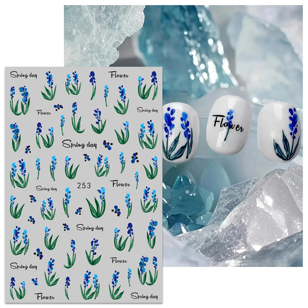 4pcs Spring and Summer Flower Nail Art Stickers - Easy to apply for nail decoration, DIY, gift, wedding party makeup, Y2K