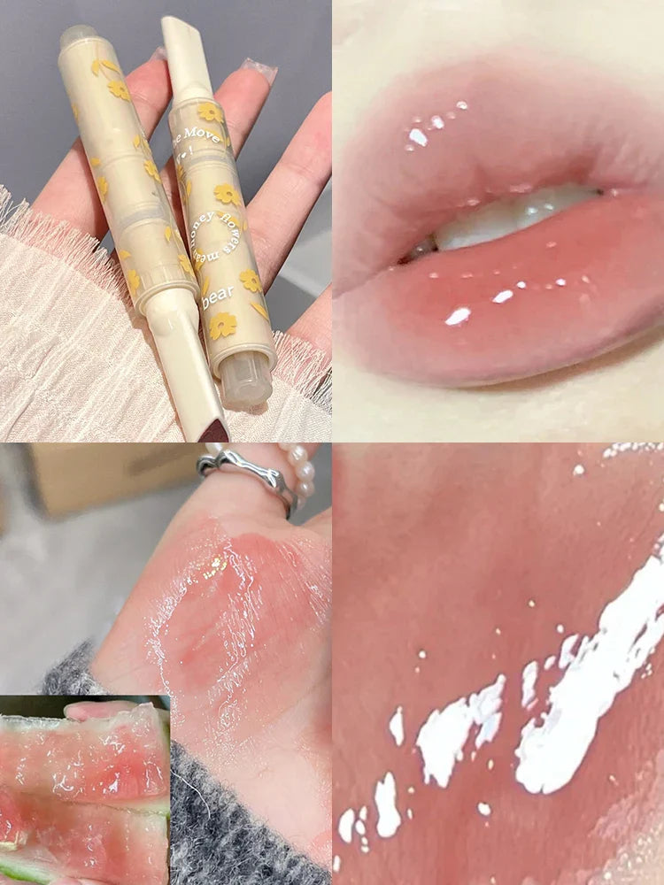 Gege bear flower words honey lipstick moisturizing mirror gloss jelly love lipstick lipstick pen