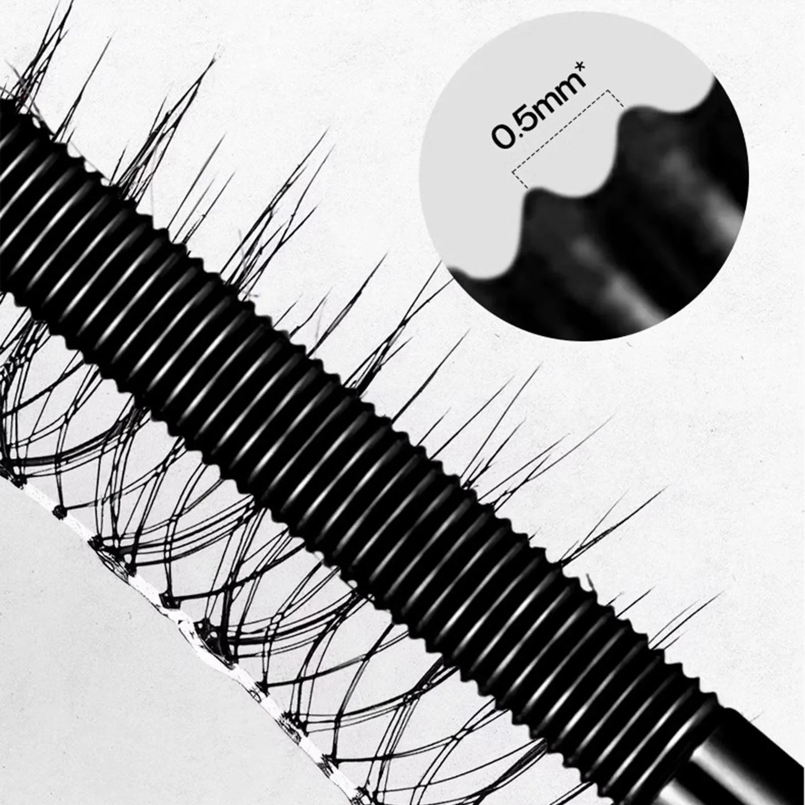 Waterproof Metallic Tube Mascara Black Silk Fiber Long Curling Non-Clumping Eyelash Extensions Spiral Makeup for Eyes