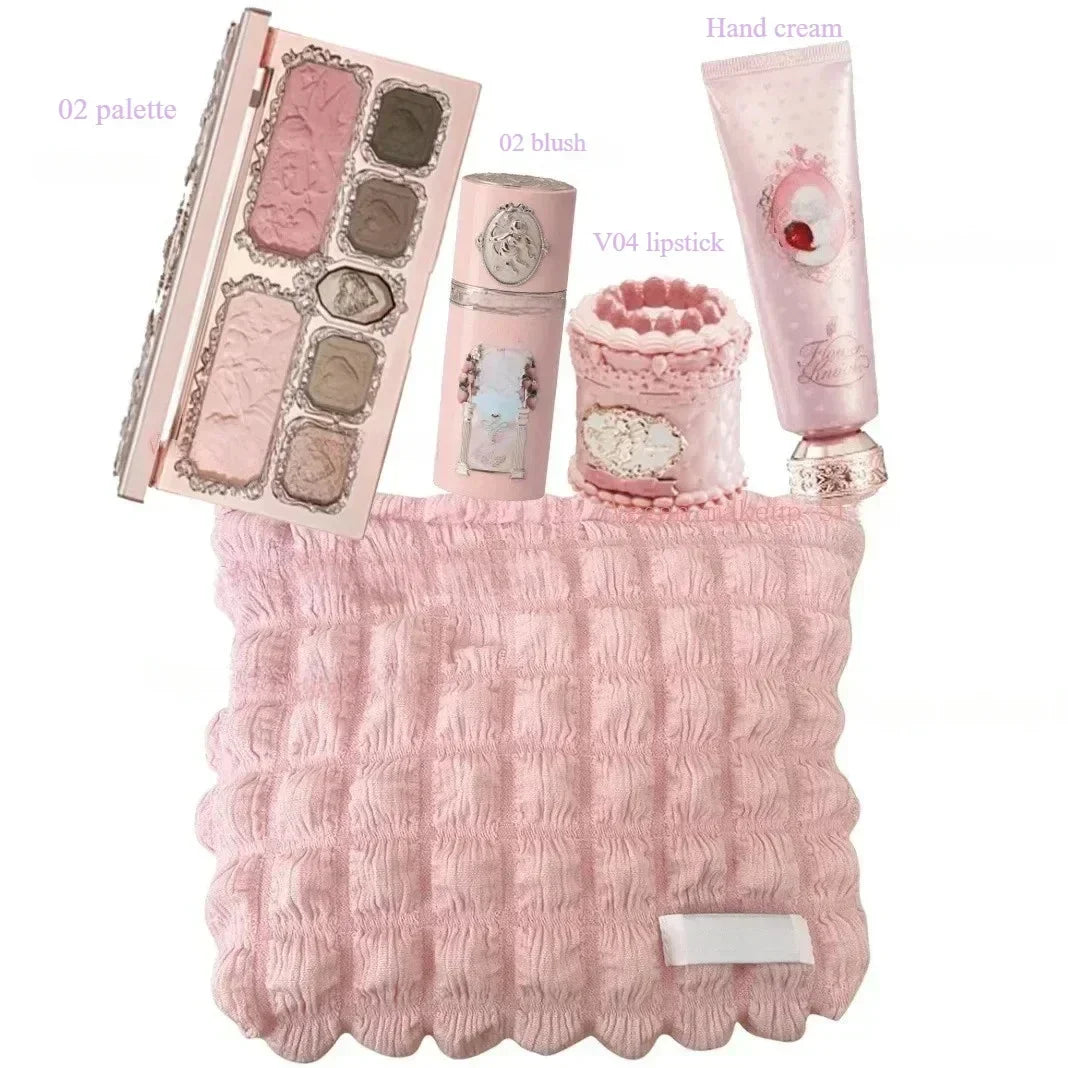 Flower Know Strawberry Cupid Makeup Gif Box Eyeshadow Liquid Cheeks Red Lips Clay Powder 9pcs/ set