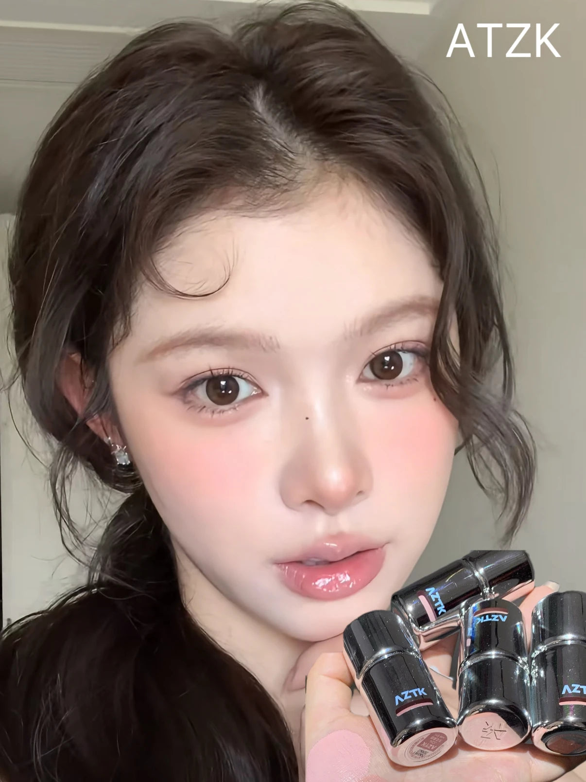 AZTK Liquid Blusher Jello Color Powder JC04  Moisturizing Highlight Beauty Expands Contracts Cheek Matte Face Makeup