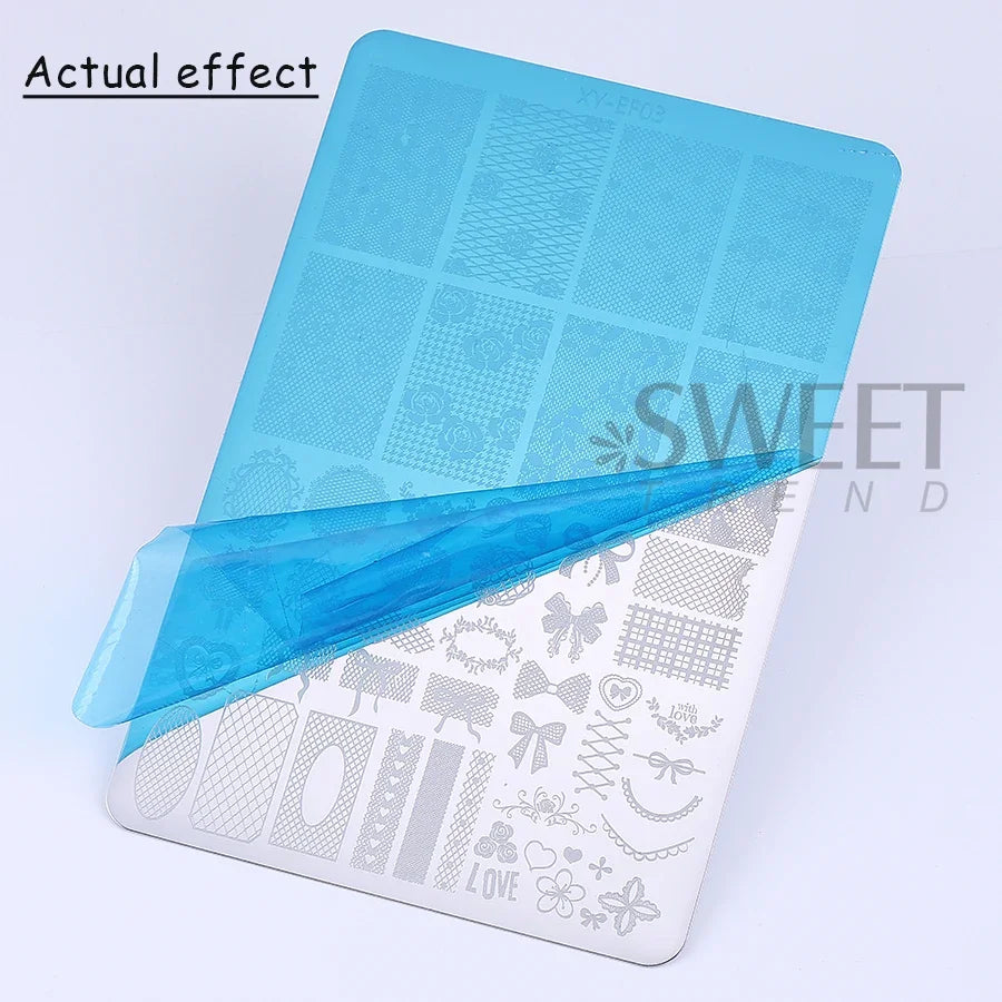 Lace Flower 3D Nail Art Stamping Plate Bow Heart Line Butterfly Printing Template Plate Floral Nail Art Stencils Manicure Tools