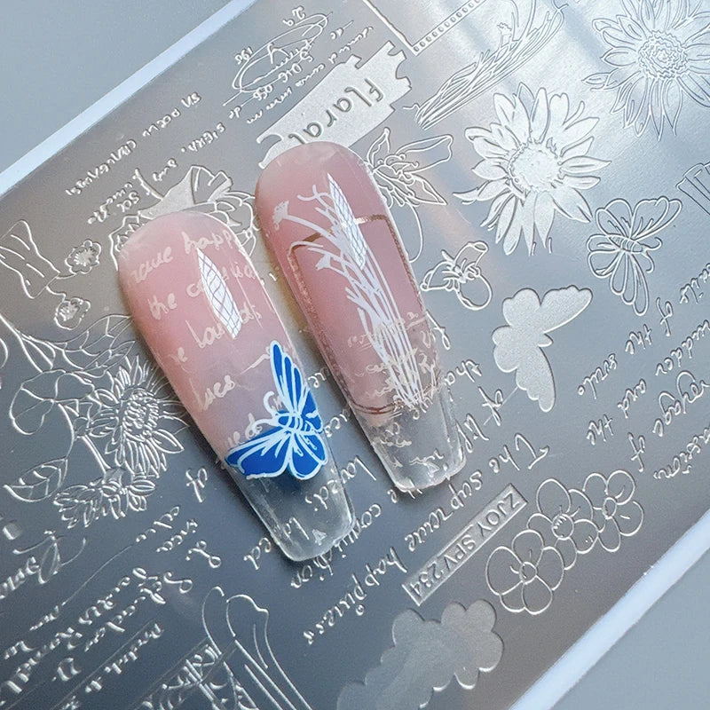 Letters & Flowers Nail Art Stamping Plates Image Templates DIY Manicure Nail Art Stamp Templates