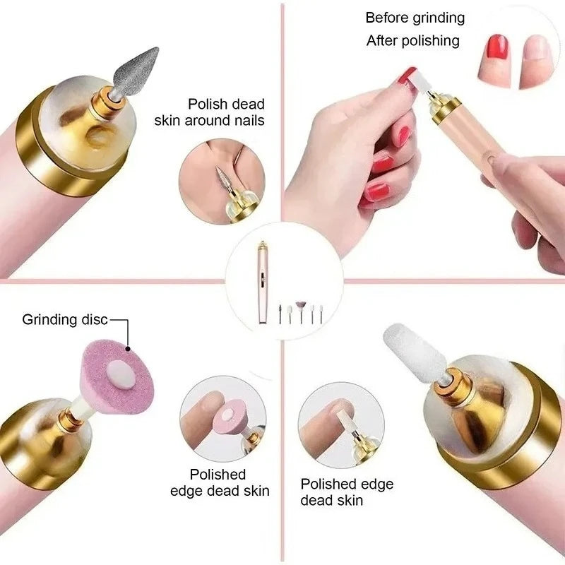 5 in 1 Electric Nail Drill Sander Nail Manicure Machine Art Pen Tools Remover Exfoliating Polishing Nail Machine For Gel Remover