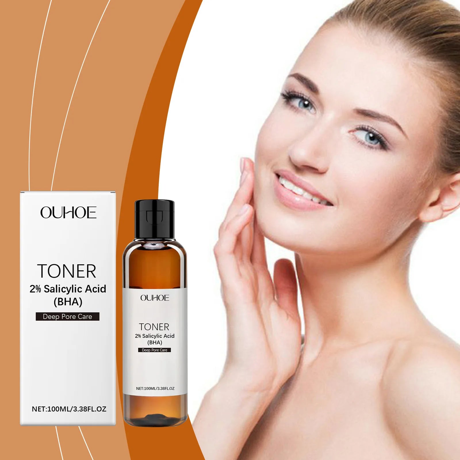Salicylic Acid Toner for Acne Removing Shrink Pores Control Oil Remove Pimple Exfoliating Brighten Moisturizing Skincare Product