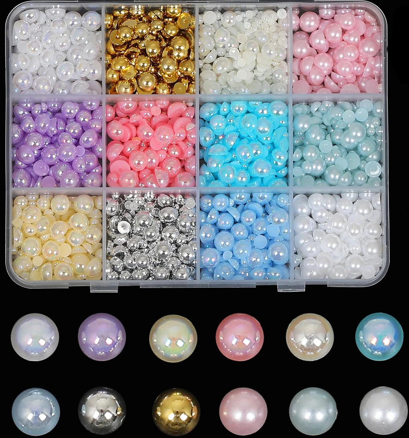 1 Box Pink White Series Bow Heart Nail Charms 3D Arcylic Nail Art Decorations Pearl 5-petal Flower Jewelry Manicure Accessories*