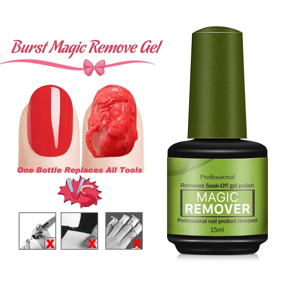 Magic Fast Nail Gel Polish Remover Clean UV Soak Off Semi Permanent Varnish Nail Art Removal Tools Manicure Cleaning Agent 15ml
