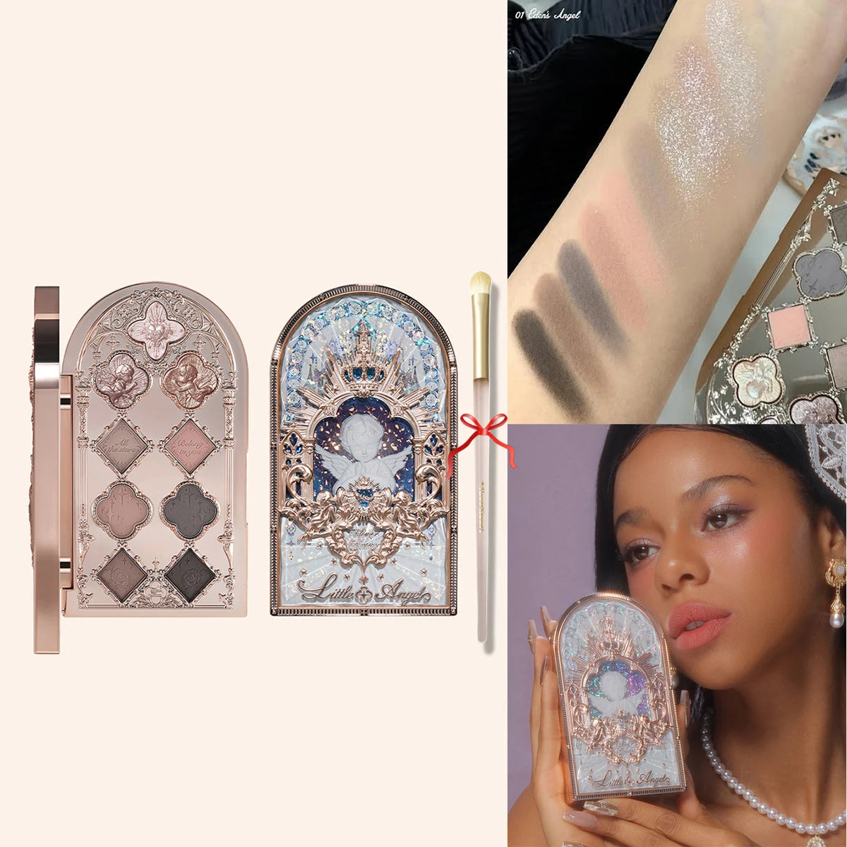 Flower Knows Swan Ballet 6 Color Eyeshadow Palette Matte Shimmer Pearl Glitter Waterproof Highly Pigmented Long Lasting Makeup