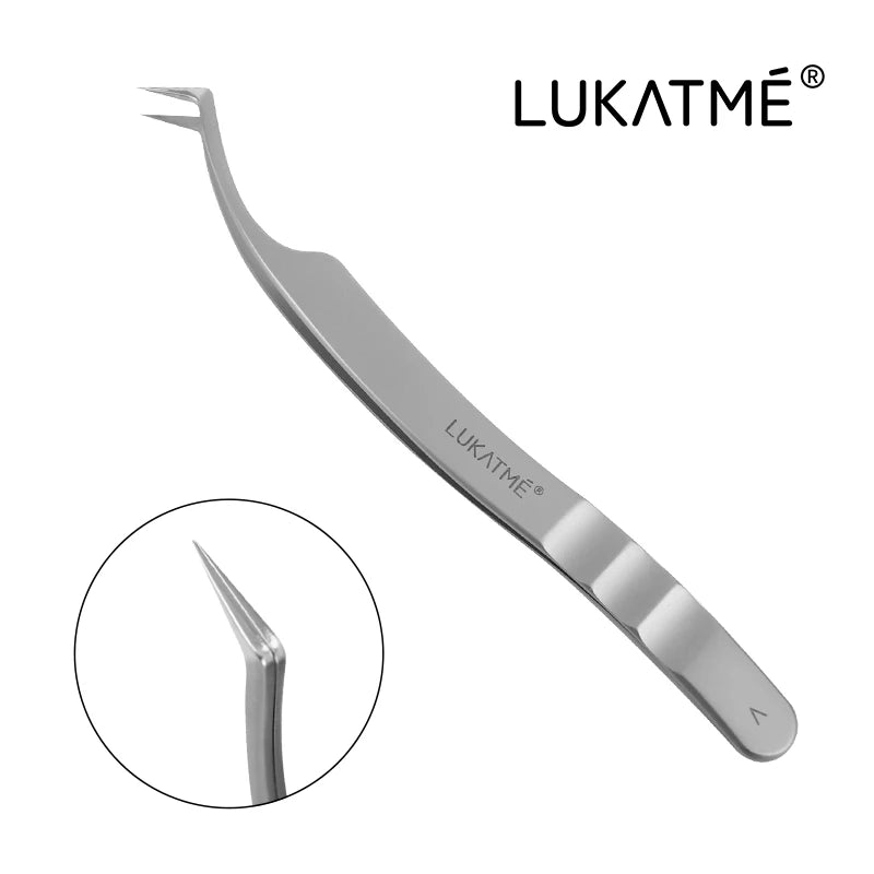 LUKATME Eyelash Tweezer Anti-Slip Fiber Tip Eyelash Extension Tools Stainless Steel Professional Precision Tweezer for Makeup