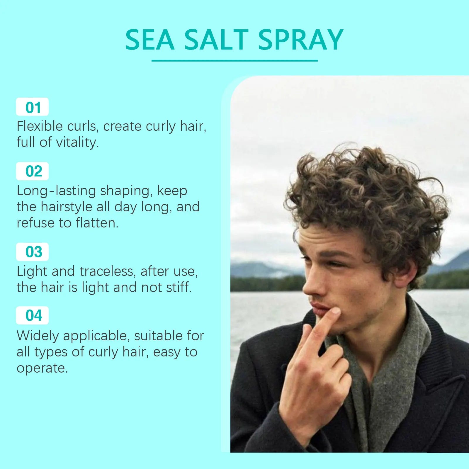 2025 Sea Salt Curl Styling Elastic Hair Spray,Non-Sticky Beach Waves for Lazy Curls Refreshing Hair Spray,Sea Salt Curling Spray