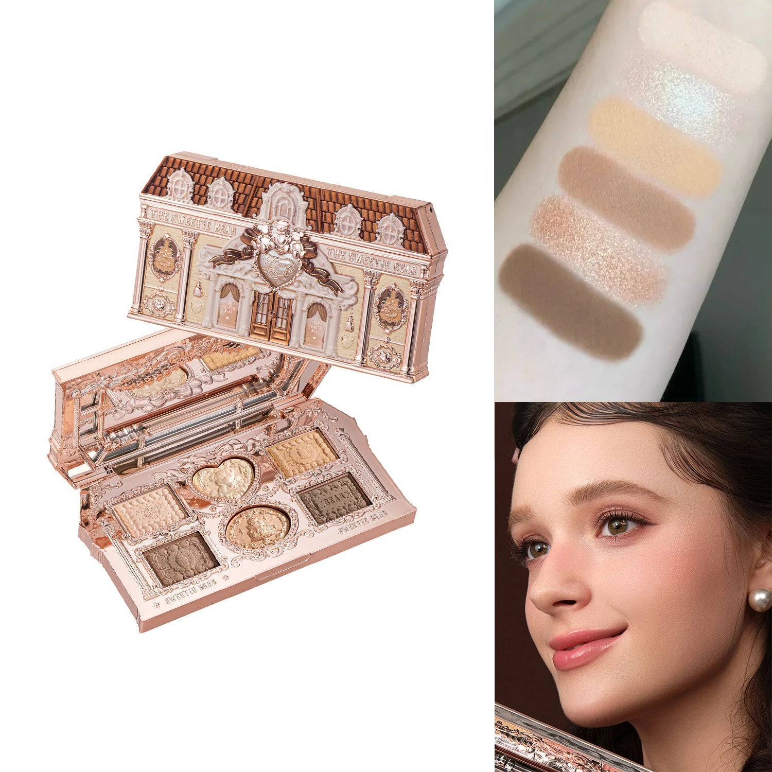 Flower Knows Chocolate Wonder-Shop 8-Color Eyeshadow Palette Matte Shimmer Waterproof Highly Pigmented Long Lasting Makeup