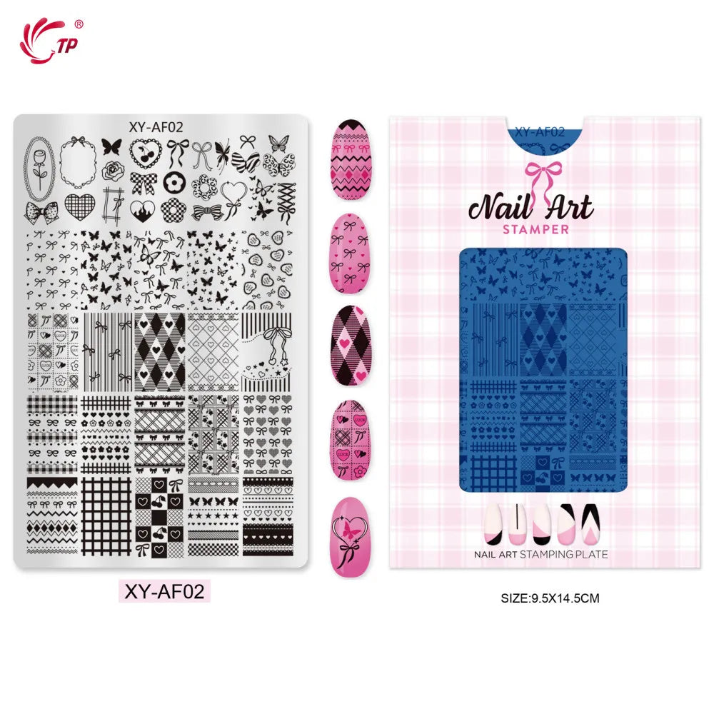 TP Nail Art Templates Butterfly Plaid Design Nail Stamping Plate for Nail DIY Polish Printing Transfer Template Manicure Tools