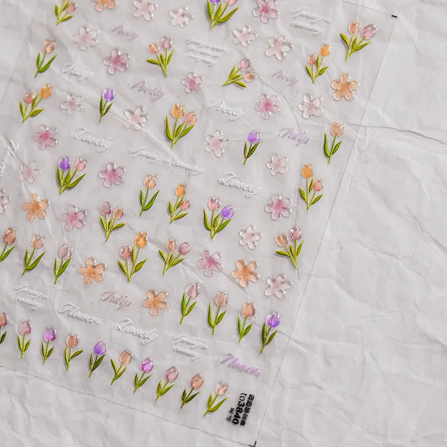 1pcs Dream Flower Window Shell Light Nail Art Stickers Japanese Flower Self Adhesive Stickers Press On Nails Decoration Decals