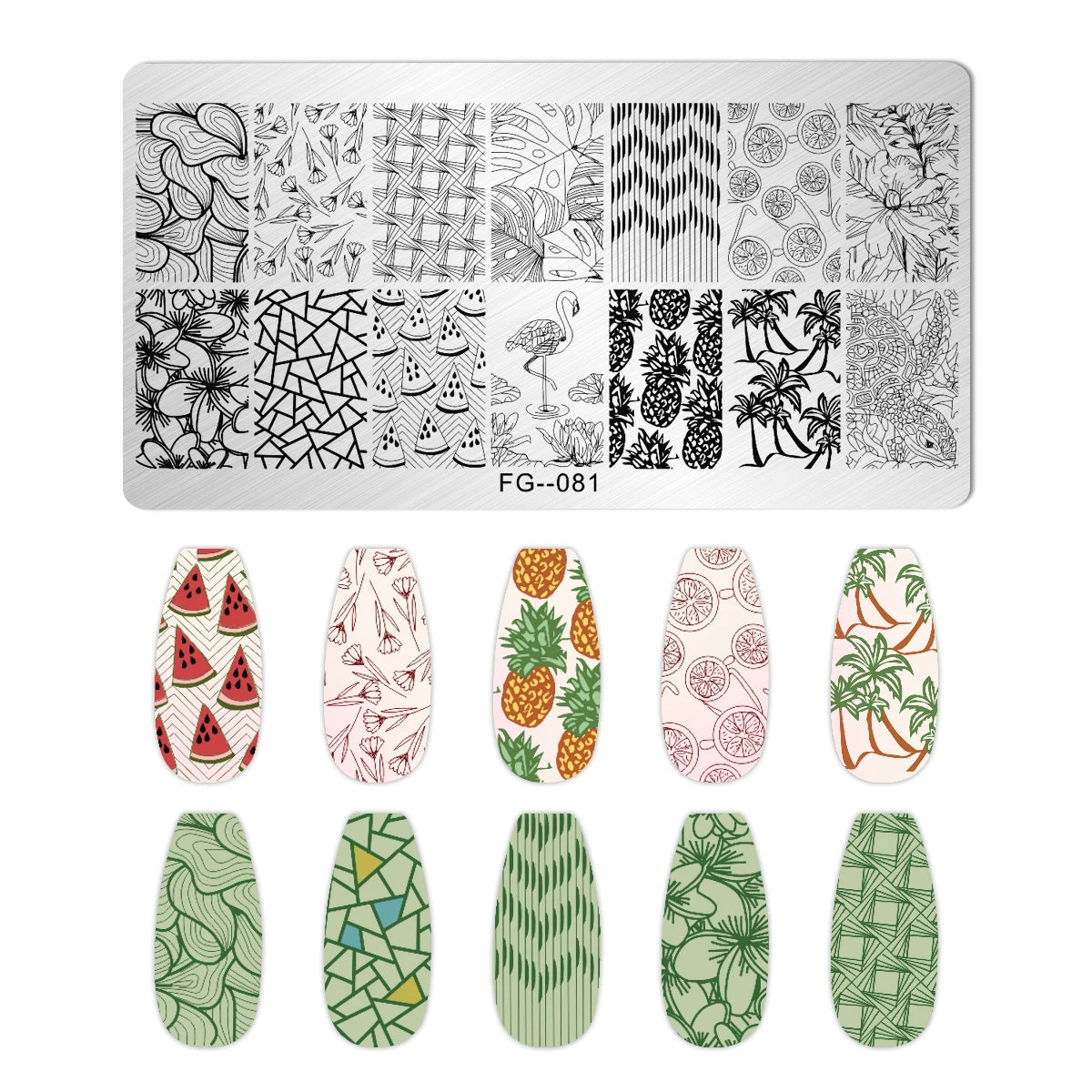 Cartoon Bear Nail Stamping Plates Fruit ice cream cake Floral Flower Leaf  Printing Stencil Nail Stamp Templates Nail Art Tools