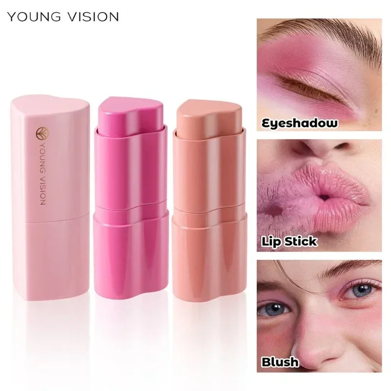 Functional Blush Stick Waterproof Easy Color Face Rouge Blusher Cream Lasting High Color Rendering Brightening Skin Tone Make Up