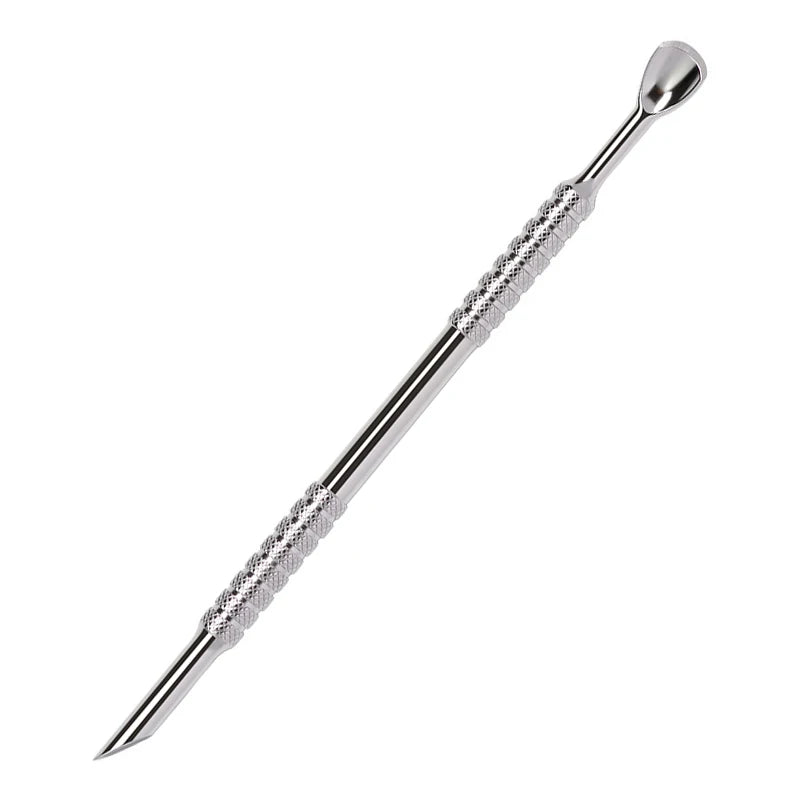 1Pcs Double-Head Angled Hoof Cuticle Pusher Stainless Steel Bevel Nail Art Pusher Manicure Orange Sticks for Nail Salon Tools