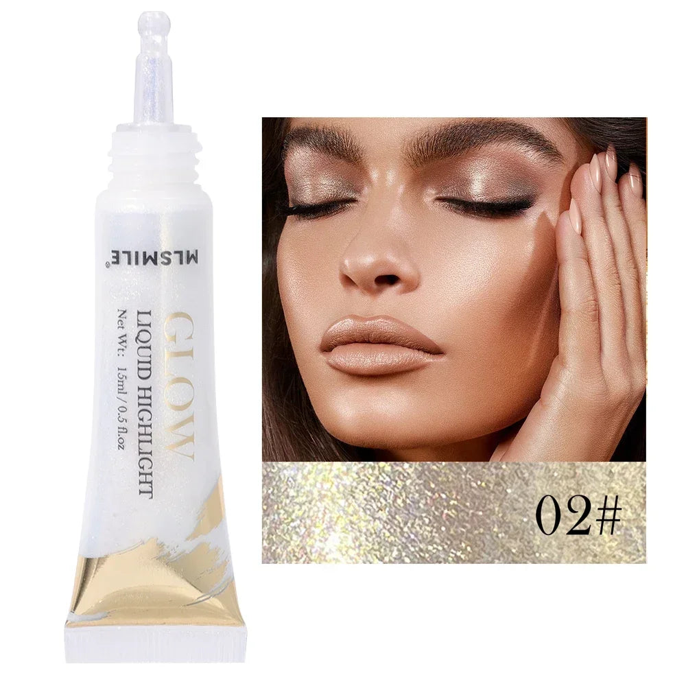 Diamond Glitter Highlighter Liquid Pearlescent Waterproof Longlasting Brightening Liquid Highlighter Stick Eyes Makeup Cosmetics