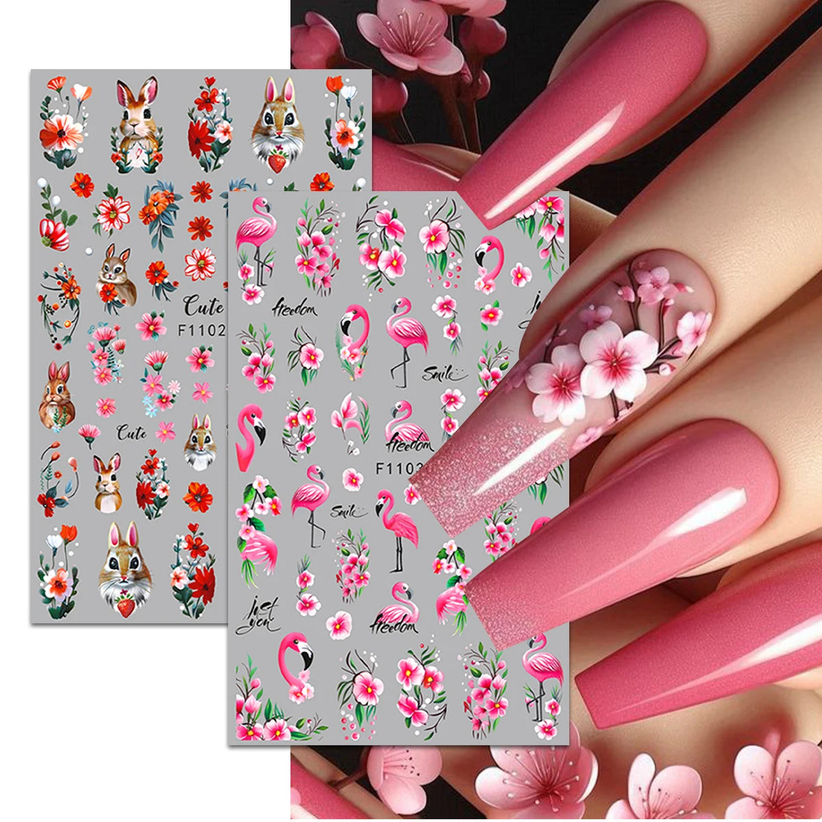 Spring and summer flower butterfly nail stickers, easy to apply for nail decoration DIY, gifts, party and wedding makeup styling