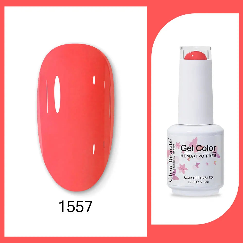 Clou Beaute 15ml Red Black White Green Neon Gel Nail Polish Base Top Coat Velvet Top 400 Colors Semi Permanent Gel Nail Varnish