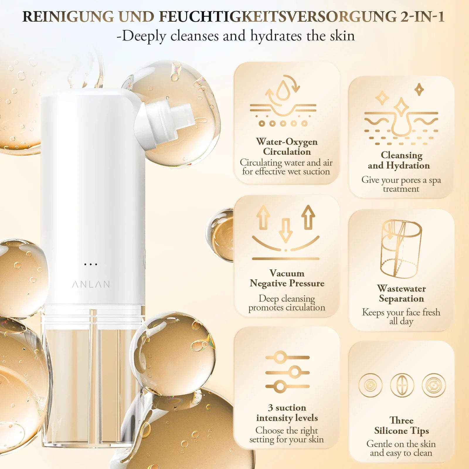 ANLAN Water Blackhead Remover Pore Vacuum Face Cleaner Water Cycle Facial Whitehead Acne Suction Hydro Cleanse Skin Care