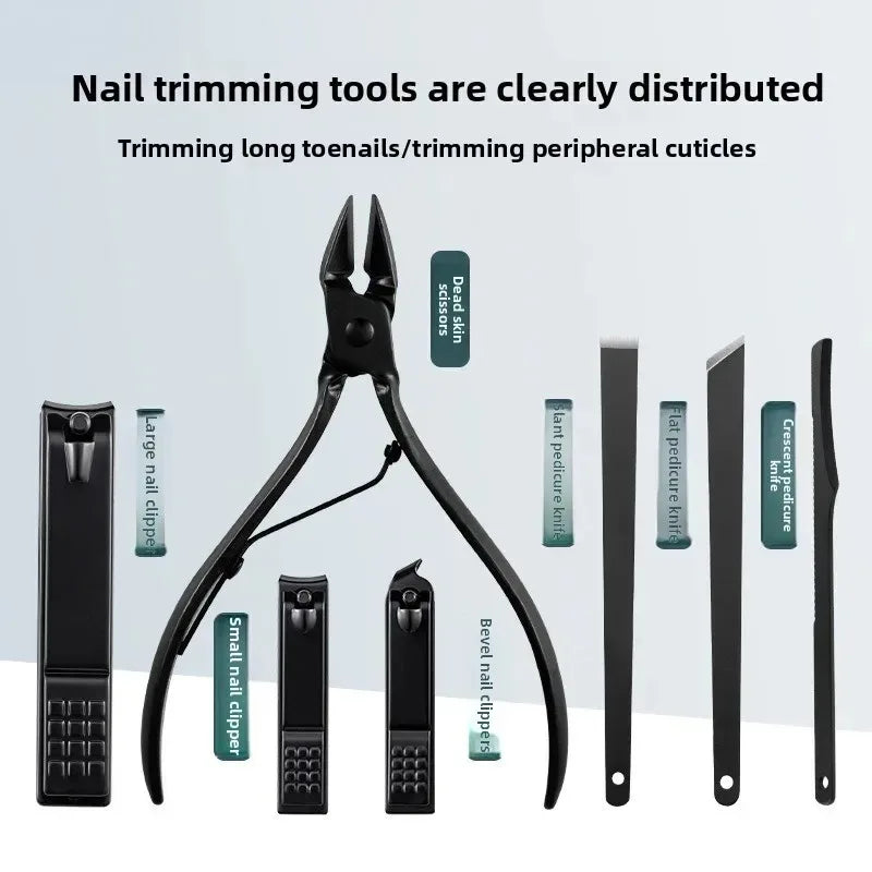 7/8/10/12/15/24pcs Set Professional Manicure Set Kits Stainless Steel Fingernail Toenail Clippers Set with Leather Portable