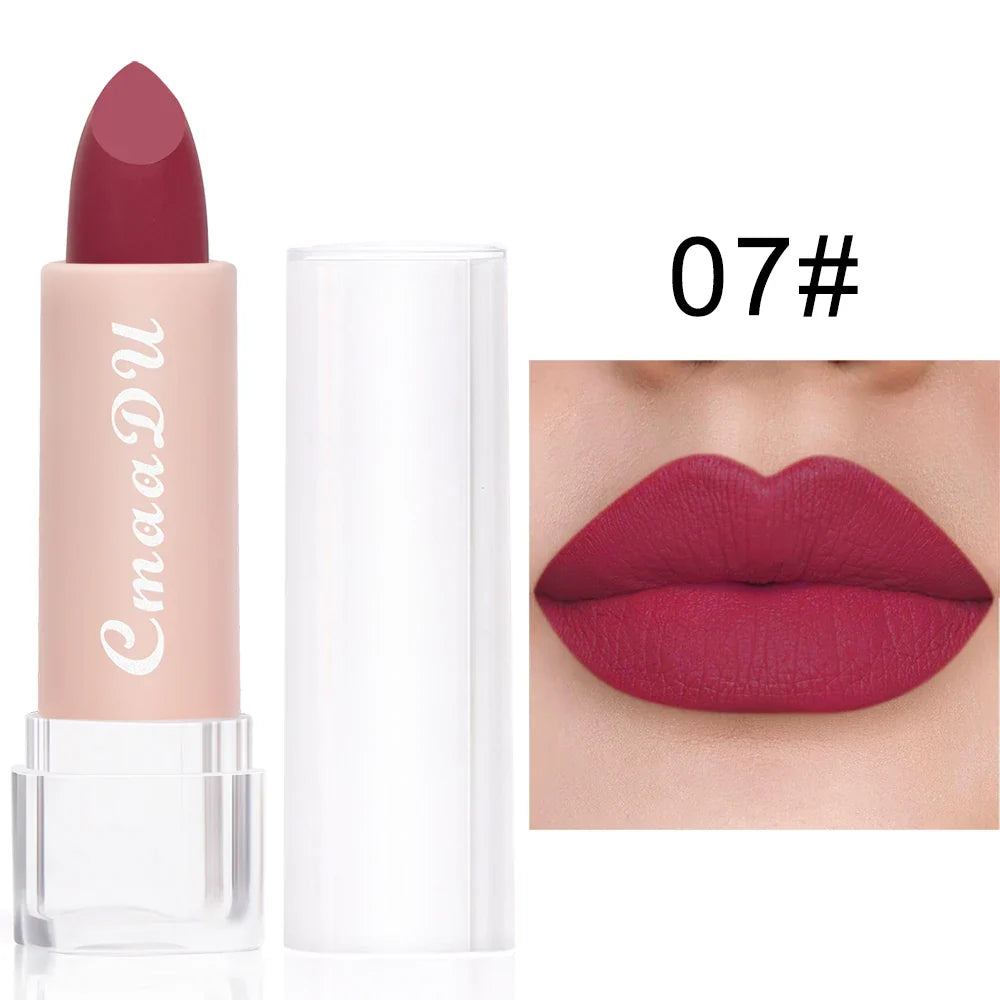 1 Pcs Velvet Matte Lipstick Long-Lasting Non-Stick Cup Waterproof Moisturizing Lip Gloss Fashion Classic Shades For Daily & Date
