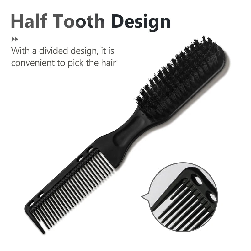Double-sided Professional Barber Neck Brush Comb Black Small Hair Styling Comb Shaving Beard Salon Carving Duster Cleaning Brush