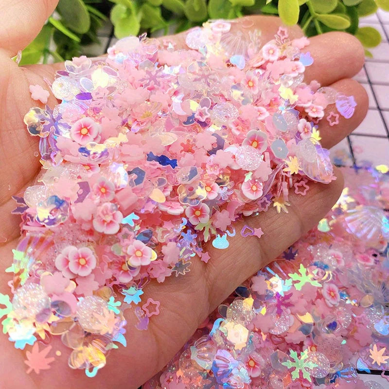 10g Luminous Soft Clay Sequins Polymer Clay Sequins Glitter Slices for DIY Nail Art Mobile Mixed Patches Slime Jewelry Decor