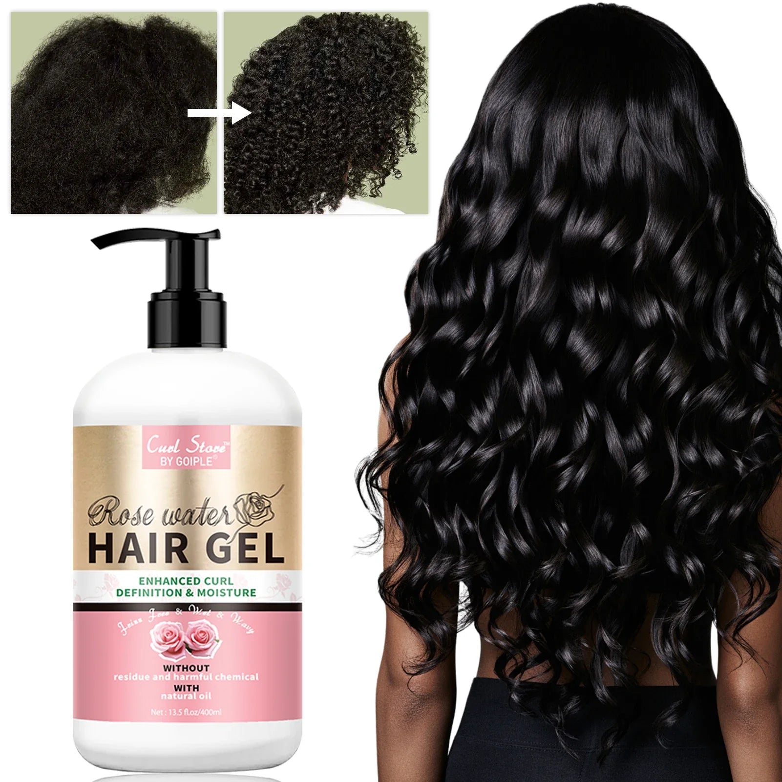 Hair Gel for Curl Define Cream Enhanced Wavy Moisturizer Hydrating Conditioner Rose Extract Bouncy Enhancers Flyaways Control