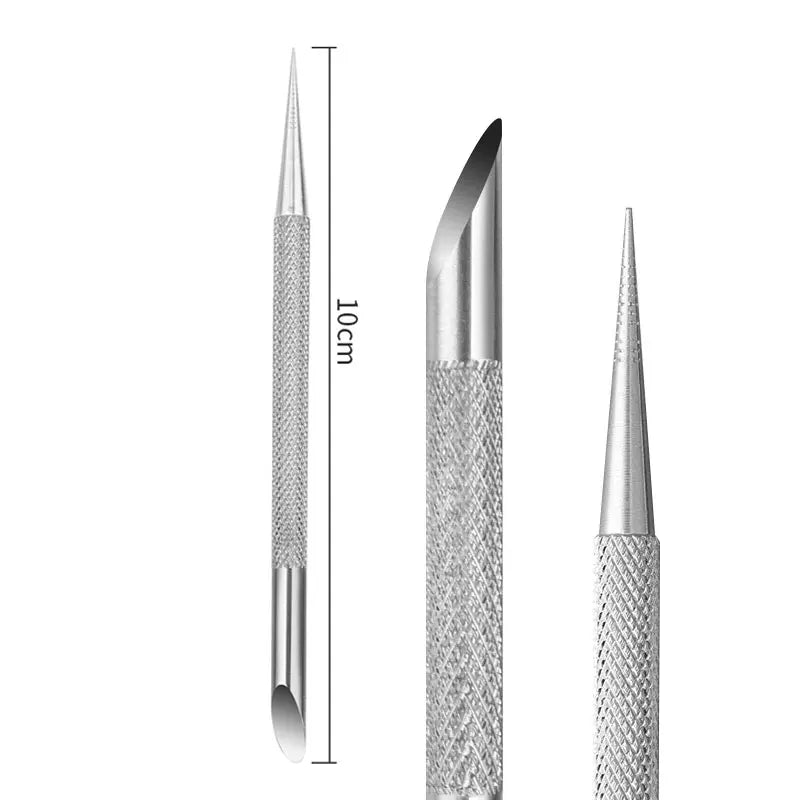 New Double-ended Nail Beveled Head Cuticle Pusher Remover Stainless Steel Cuticle Remover Manicure Sticks Nail Care Cleaner Tool