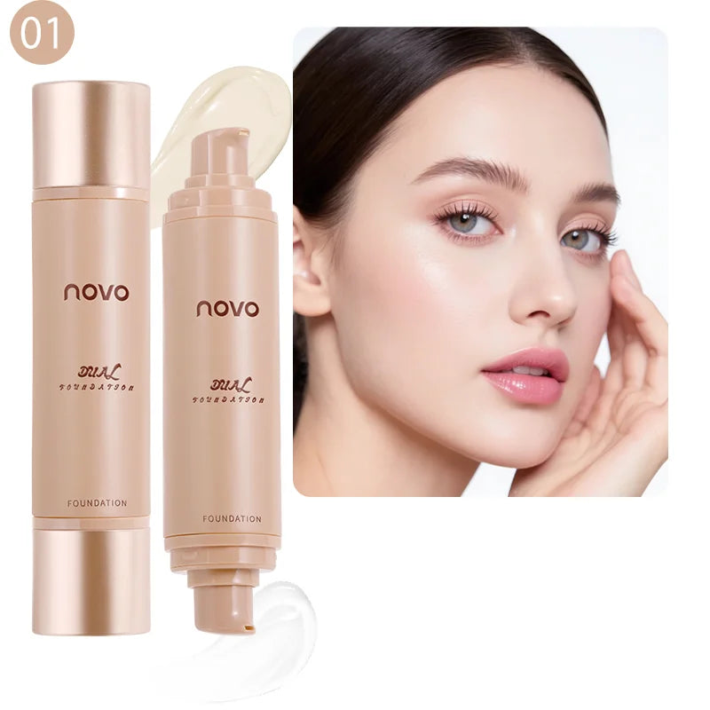 2-In-1double Liquid Foundation & Primer, Waterproof & Sweatproof, Long-Lasting Non-Transfer,Moisturizing & Isolating, Hide Pores