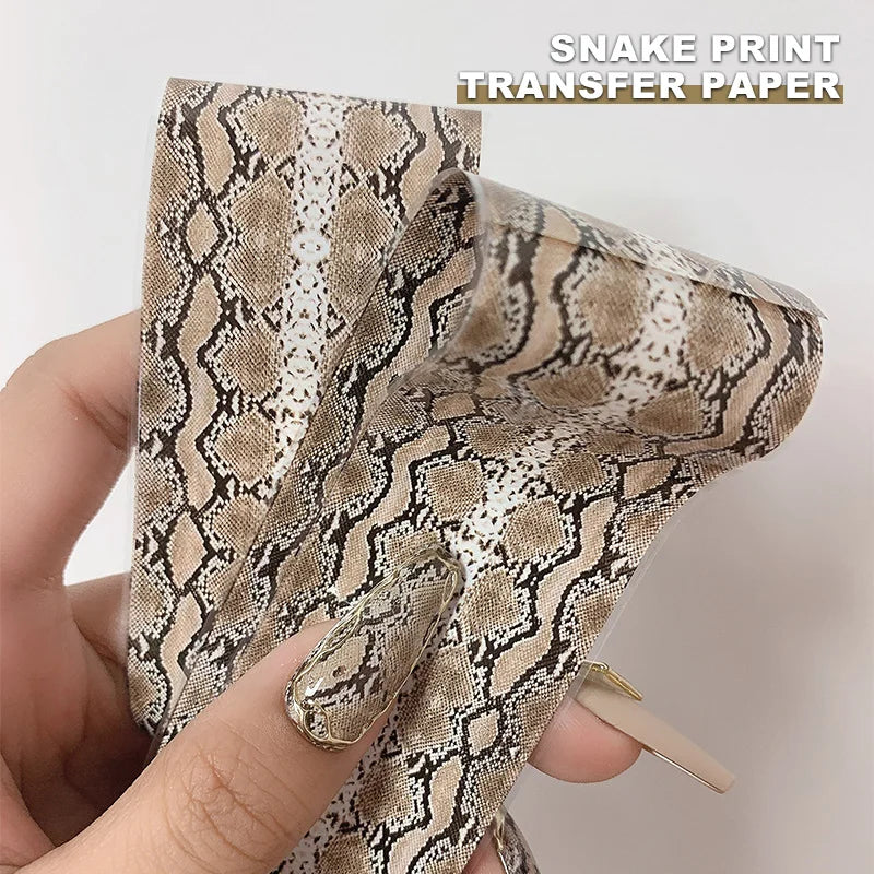 DIY Snake Pattern Nail Foils for Transfer Paper Sticker Ice Cube Sliders Adhesive Paper Wraps Gradient Nail Art Decorations