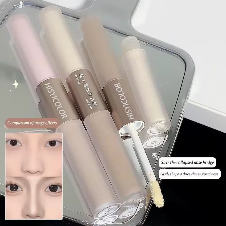 HISYI Dual-End Liquid Highlighter Pen, Skin Brightening & Contouring Stick, Natural Contour, Long-Lasting, Waterproof