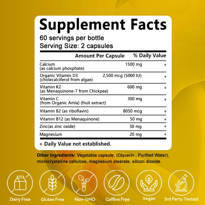 Vitamin D K2 Supplement - Vitamin D3 5000 IU + K2 600 Mg, Supports Bone Health, Helps Circulation, Cardiovascular Health Support