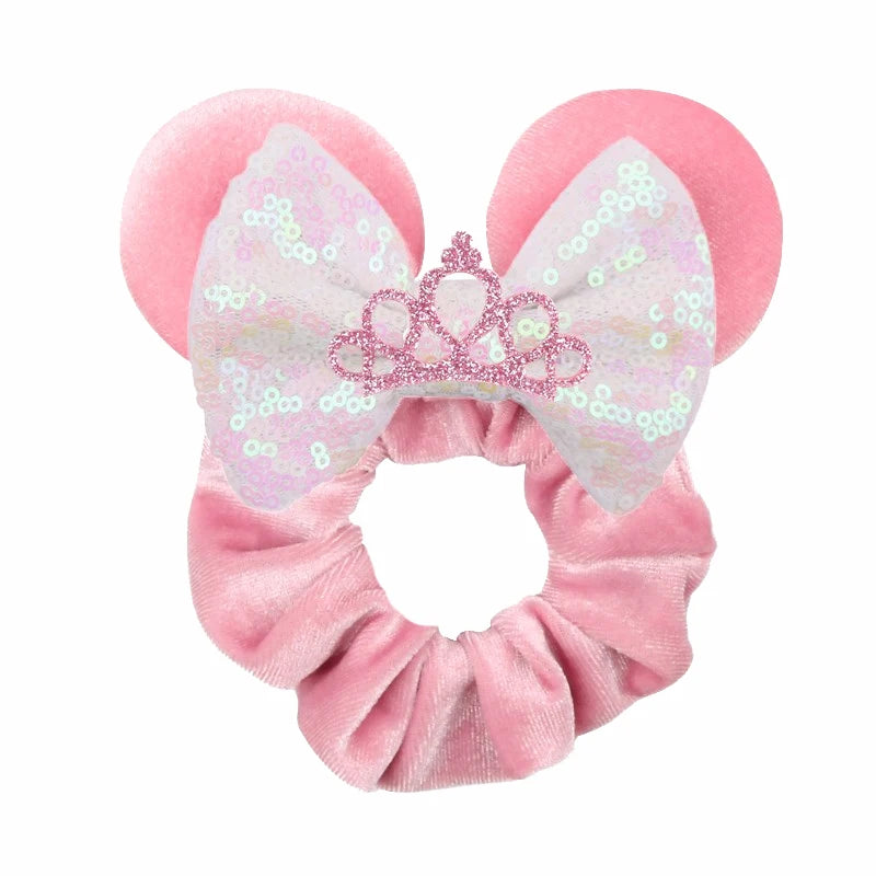 Women Ears Hair Scrunchies Velvet Hairbands For Girls Sequins Bows Headband Women Trip DIY Accessories Mouse Party Decor