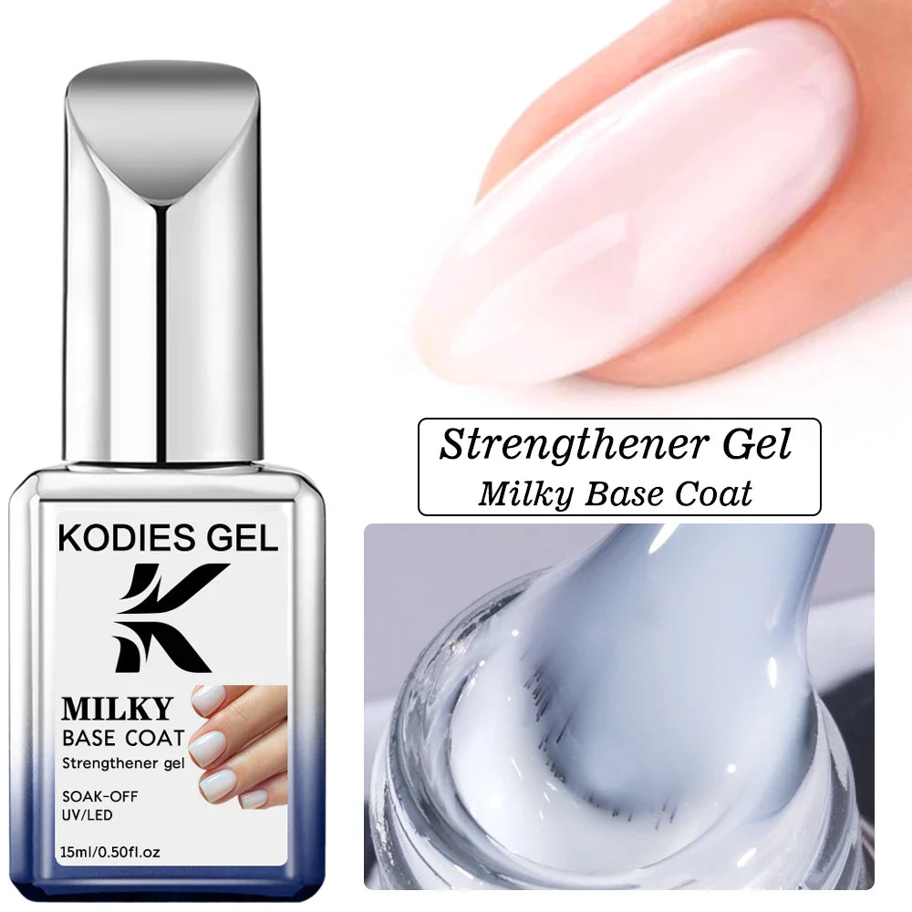 KODIES GEL Bio Keratin Rubber Base Coat UV Gel Nail Polish Vitamin Formula Repair Nail 15ml Semi Permanent Manicure Strengthener