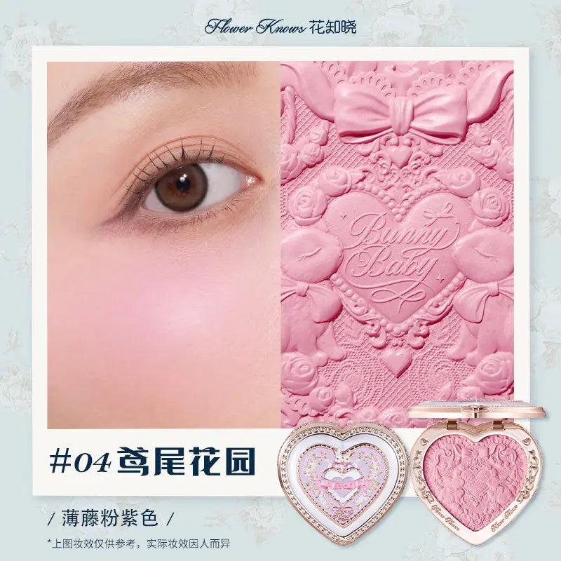 Flowerknows Garden Rose Blush Powder Blusher for Cheeks,Cruelty Free Makeup - Shape,Contour Face for A Natural Matte Finish