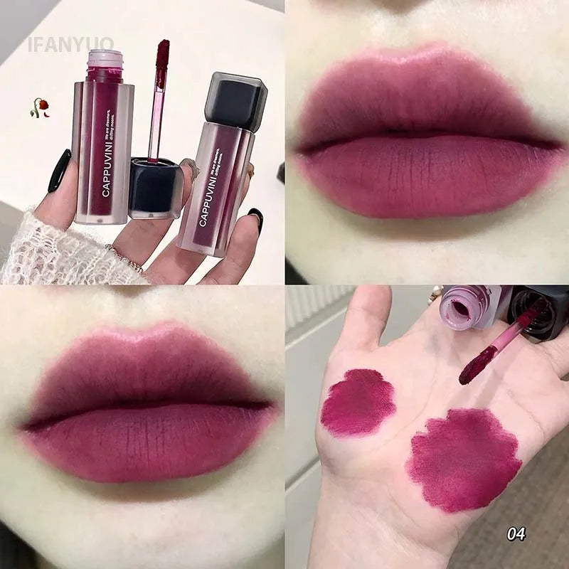 Purple Gothic Lip Gloss Punk Matte Dark Brown Lipstick Nude Lip Tint Waterproof Velvet Liquid Lipstick Lip Satin Korean Cosmetic