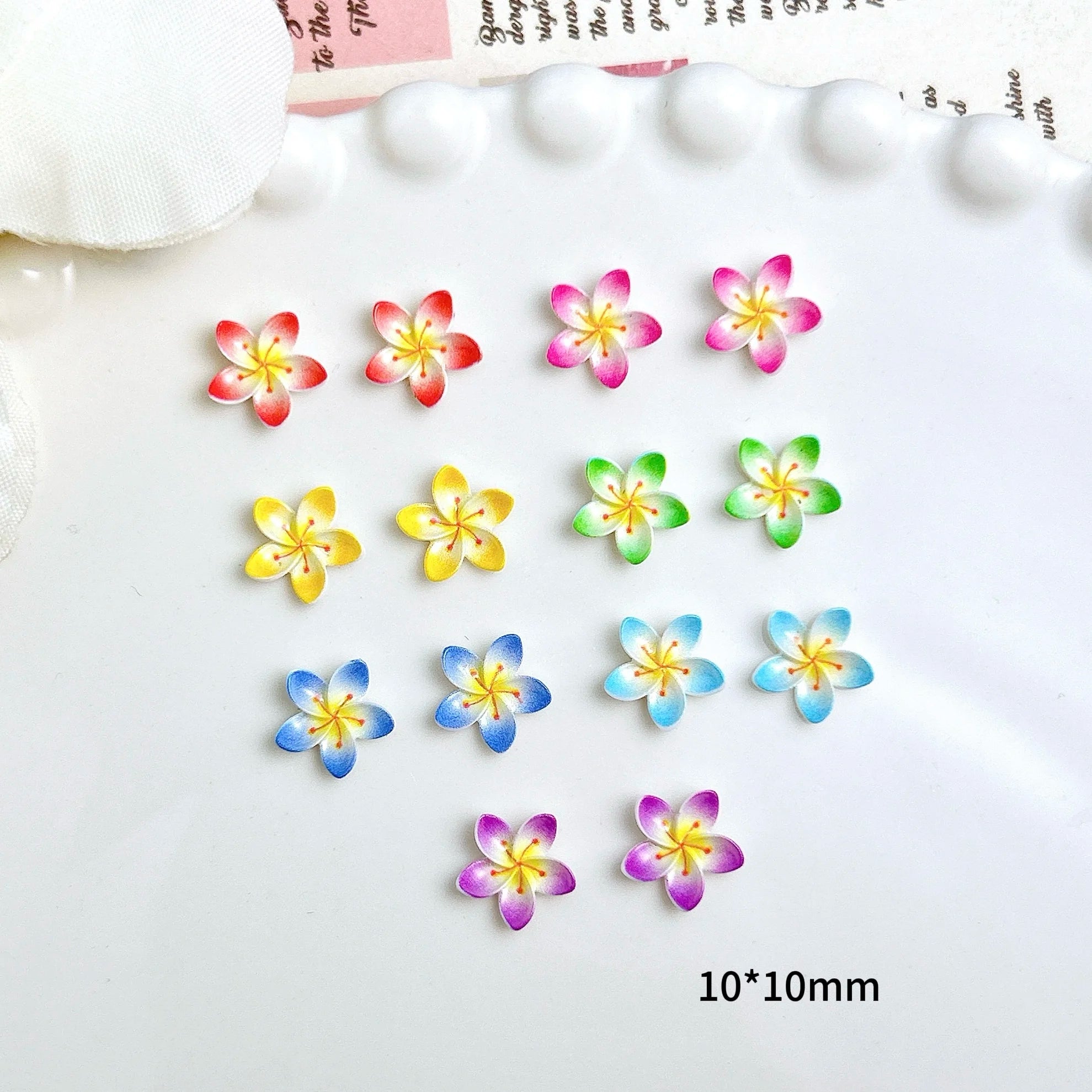 20PCS 3D Novelty Sweet Creative Resin Flowers Nail Charms Gradient Colorful Five Petal Flower Nail Art Decorations for DIY Nails