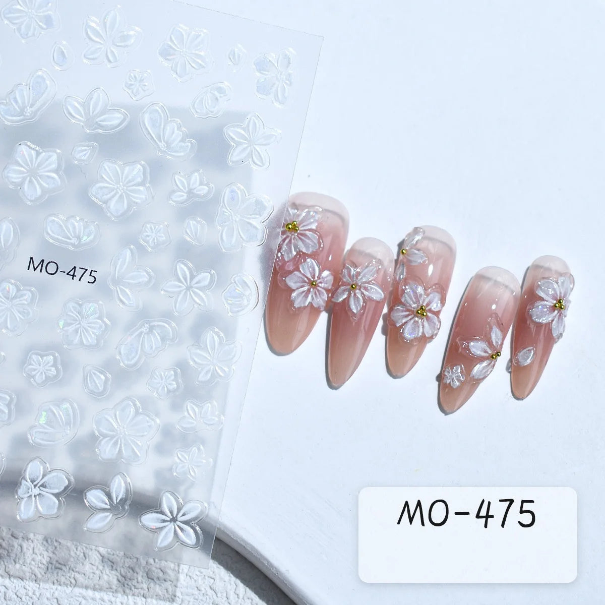 1pcs 5D Glitter Jasmine Flower Nail Stickers Kawaii Embossed Flower Self-Adhesive Nail Art Decorations Decal Manicure Tools DIY
