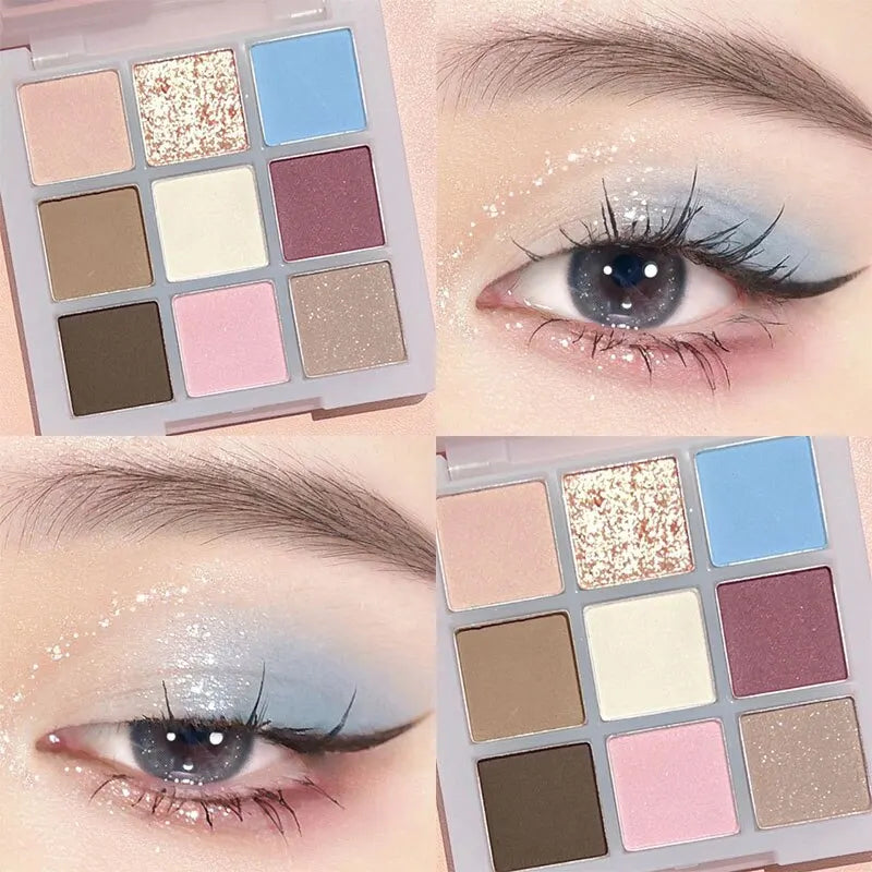 DIKALU Spring And Summer New Eyeshadow Palette Oh Rosy Nine Palace Grid Auto Focus Low Saturation Smoke Powder Rose Plate