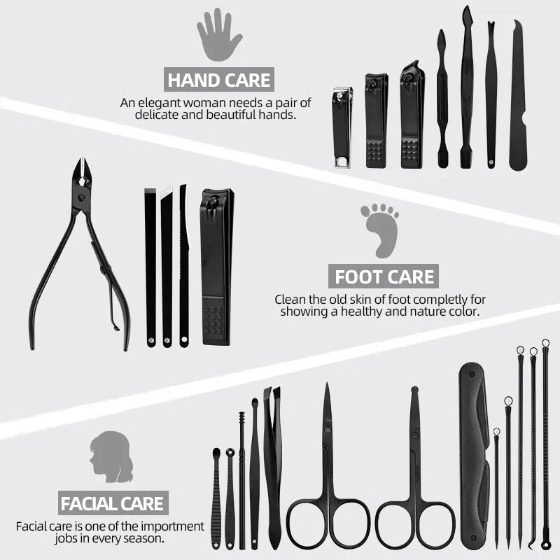 Home Nail Clipper Set of 10/25 Pieces Large Size Dead Skin Pliers Diagonal to Remove Dead Skin Small Eyebrow Clipper Leather Sle