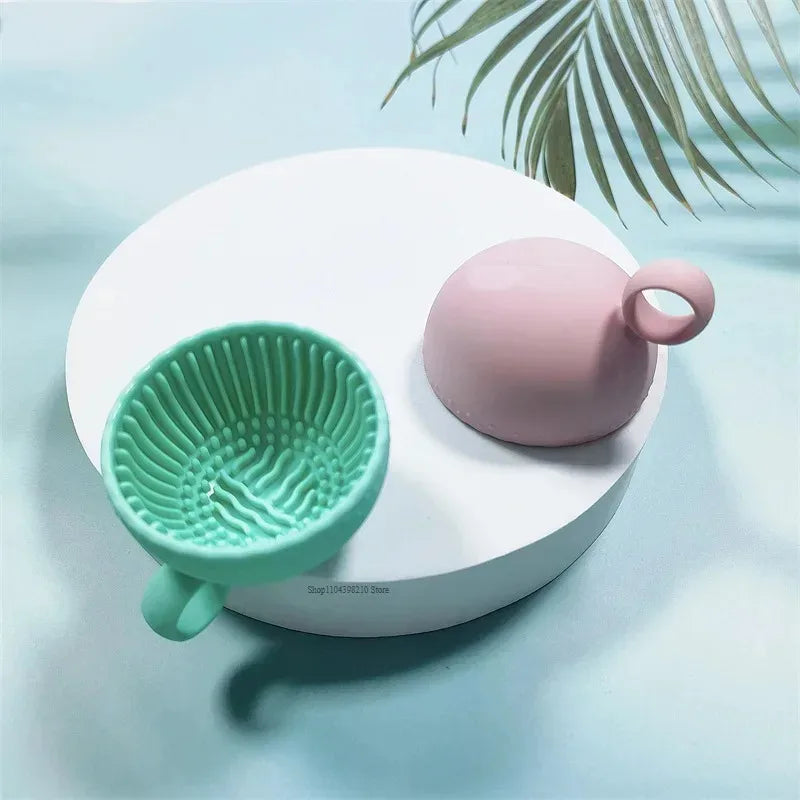 Soft Silicone Makeup Brush Cleaner Folding Powder Puff Cleaning Bowl Eyeshadow Brush Cleaning Pad Beauty Tools Portable Washing