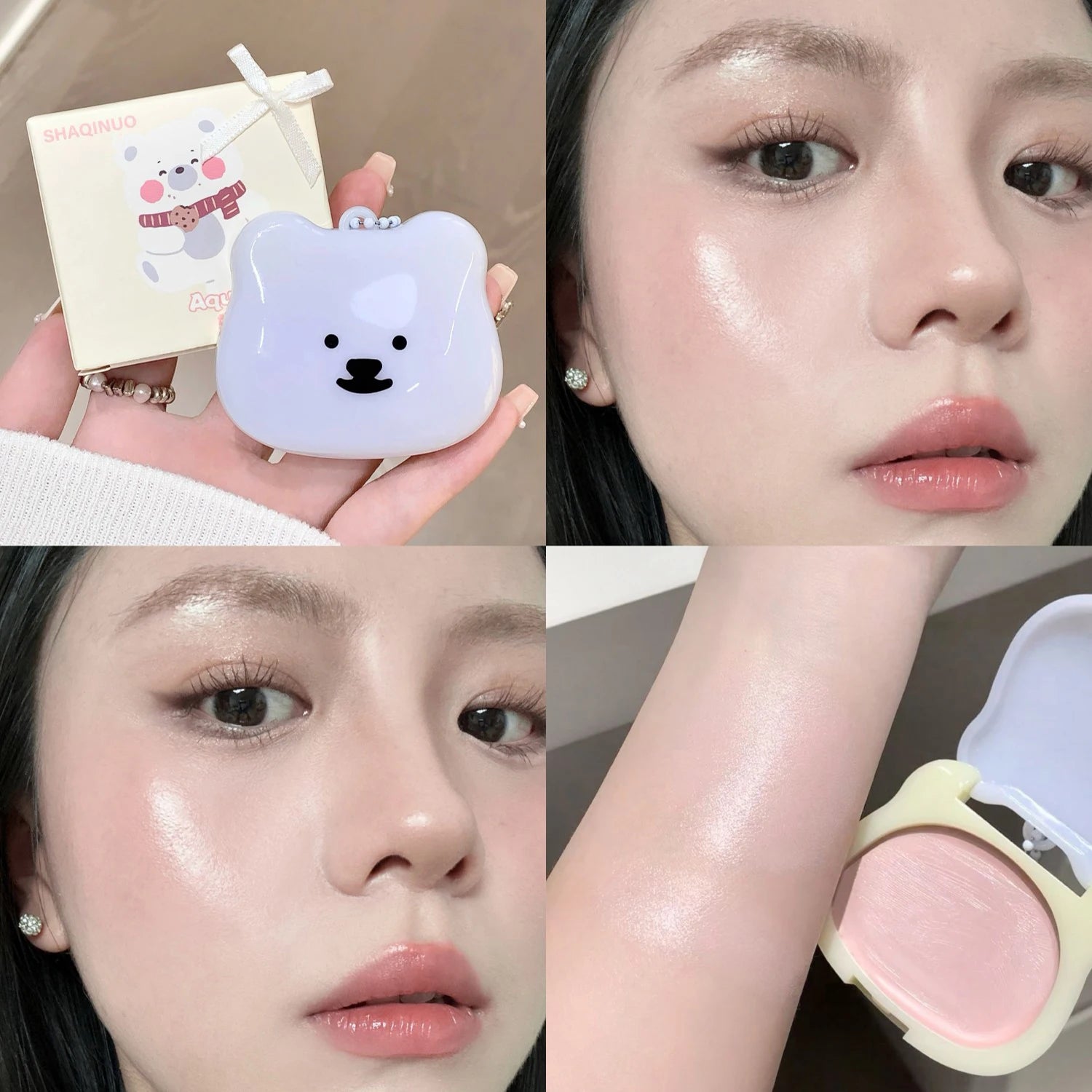 Watery Blush Cream SHAQINUO  Moisturizing Jelly Glow Blush, Rouge Korean Makeup, Cream Texture, Low Saturation Brightening