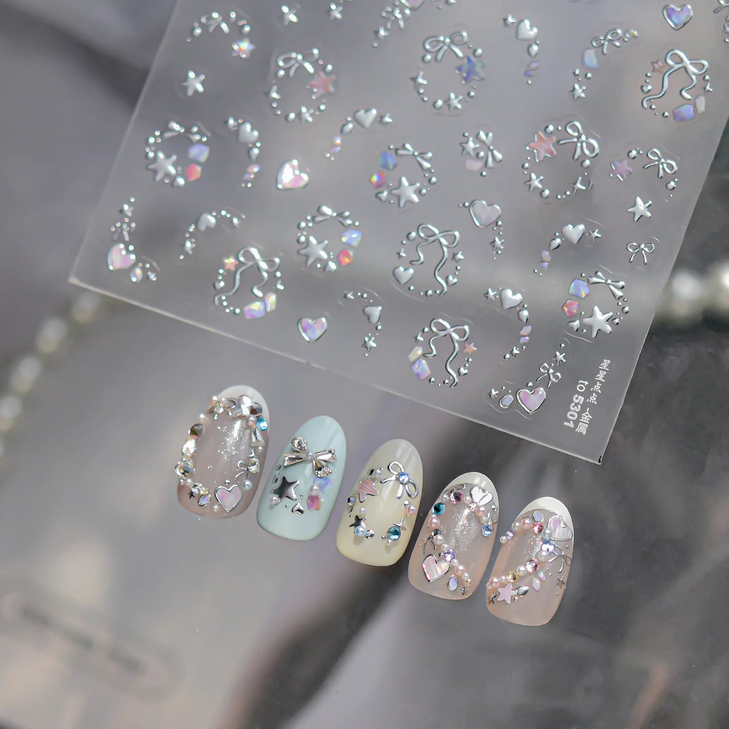 Metallic Dream Nail Stickers Sparkling Magic Color Nail Star Bows Garland Design Stickers Press On Nails DIY High End Nail Decal